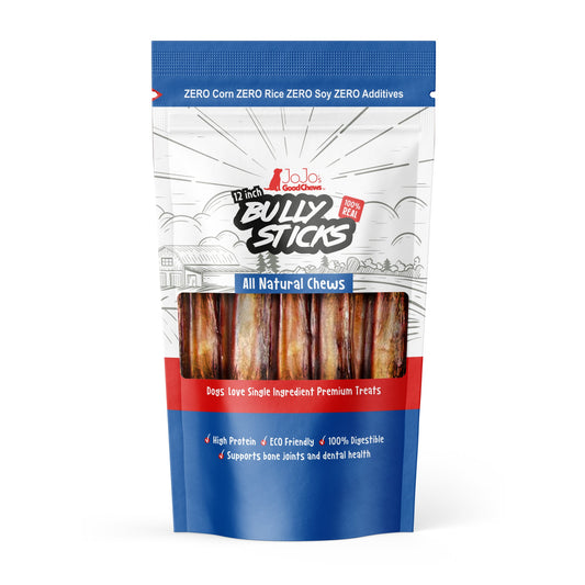12 inch jumbo beef bully sticks dog treats, 2 per bag
