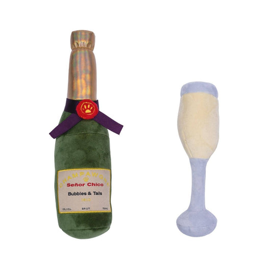 Champawgne-Cheers Crinkle and Squeaky Plush Dog Toy Combo
