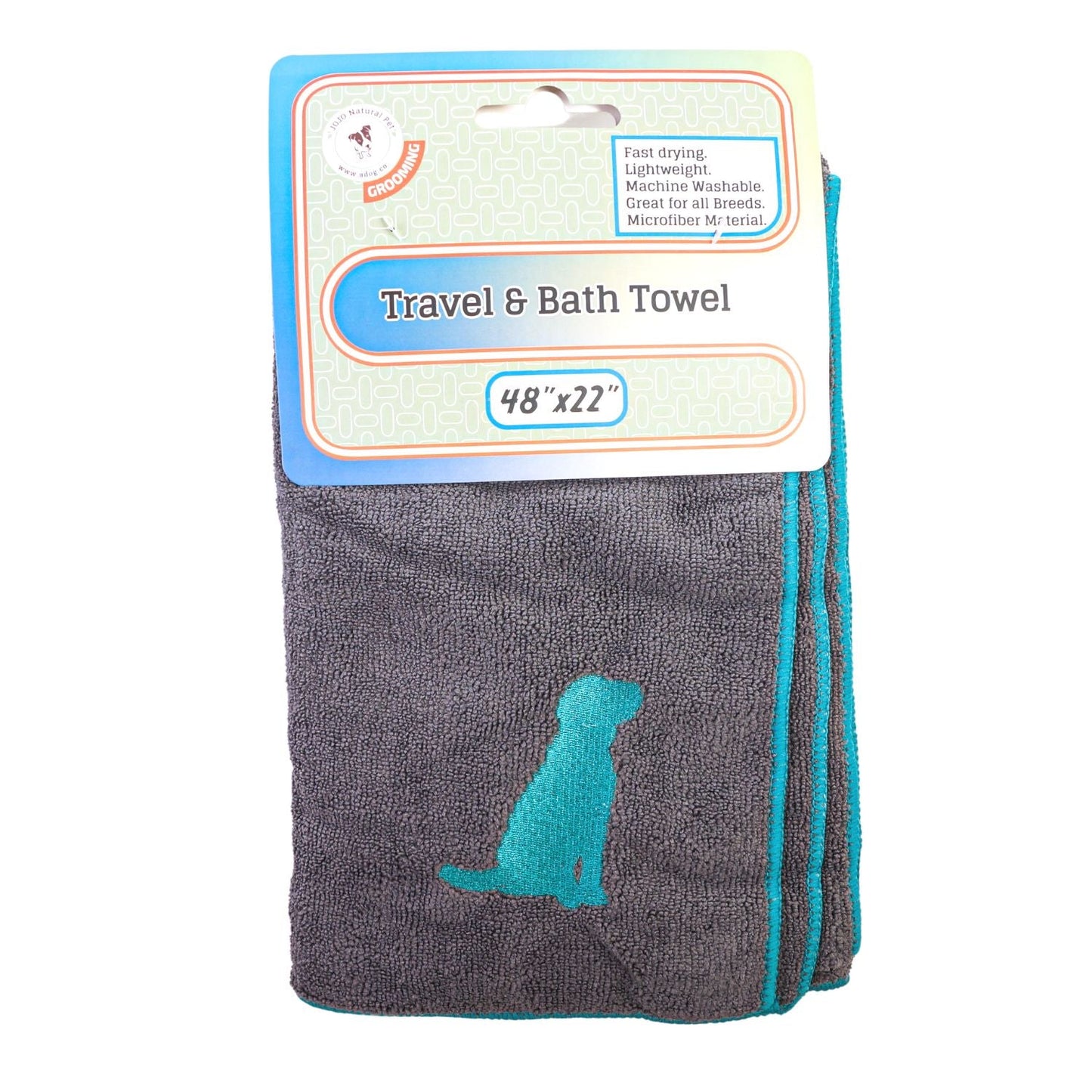 Quick-Drying Microfiber Dog Bath Towel with Stylish Embroidered Dog Silhouette Design for Fast, Efficient Drying and Extra Comfort