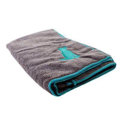 Quick-Drying Microfiber Dog Bath Towel with Stylish Embroidered Dog Silhouette Design for Fast, Efficient Drying and Extra Comfort