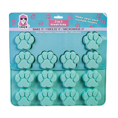 Set of 2 Pet Treat Baking Tray- Freeze, Bake, Microwave (Bones & Paws)