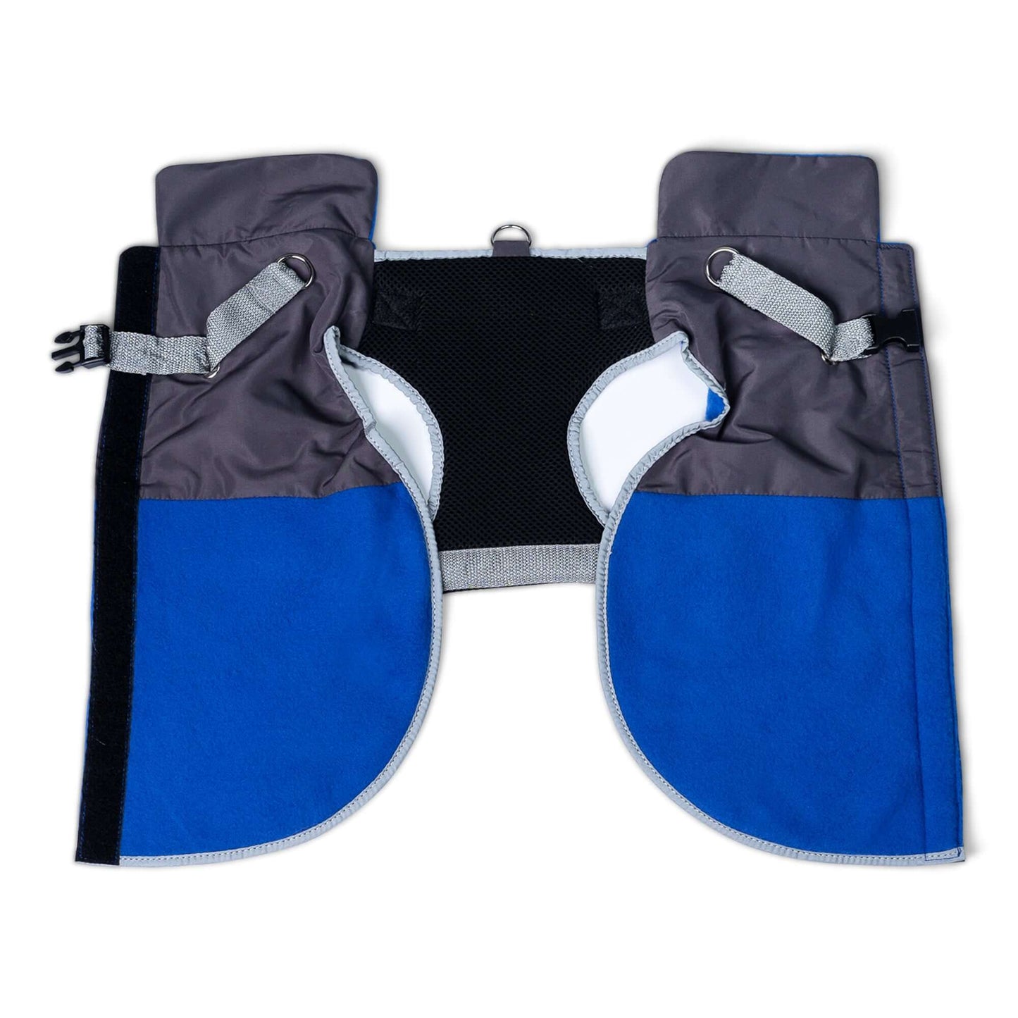 2-in-1 Thermal Dog Fleece Jacket with Removable Harness, Reflective Safety Piping – Royal Blue