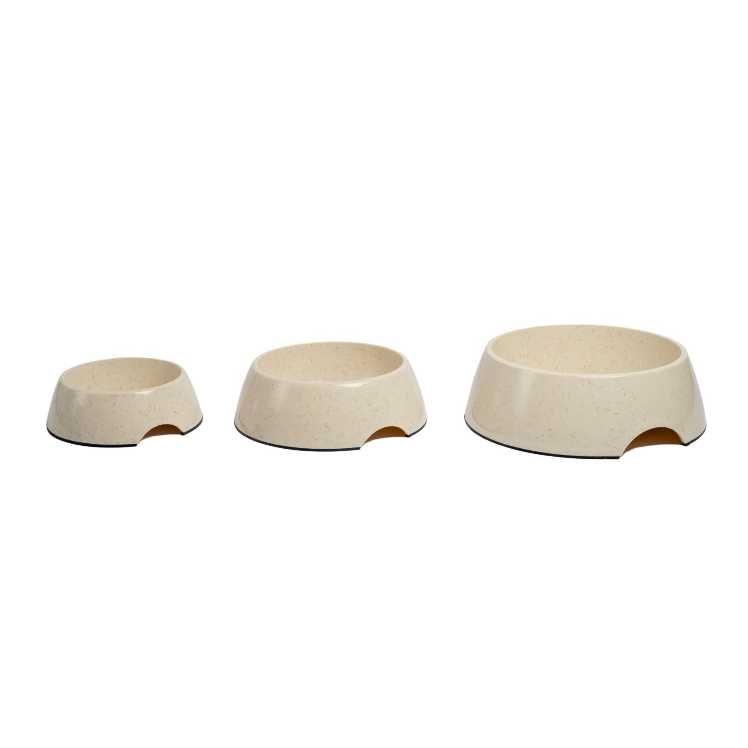 Eco-friendly bamboo dog bowl with white swan design