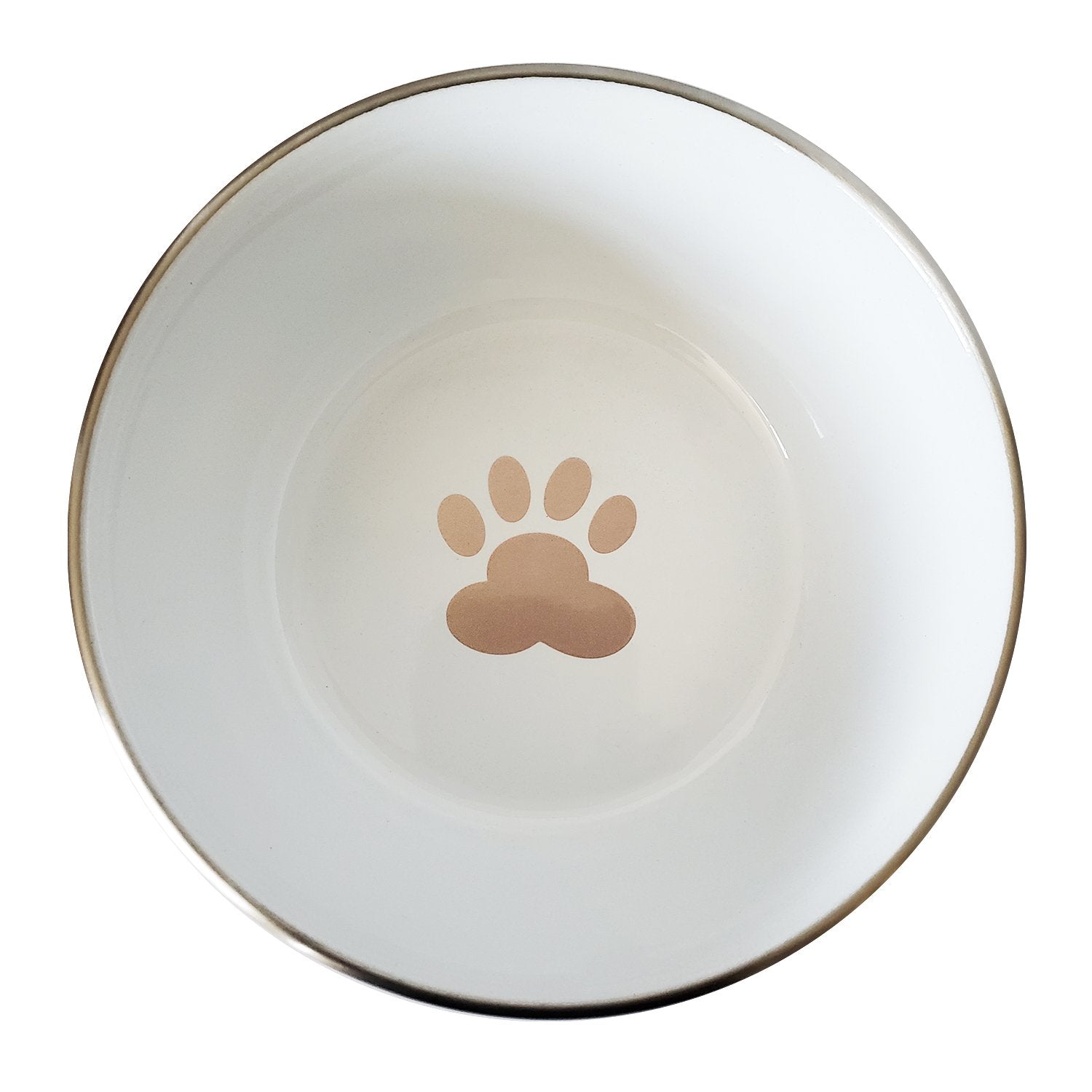 rose gold deep dog bowl with paw print design