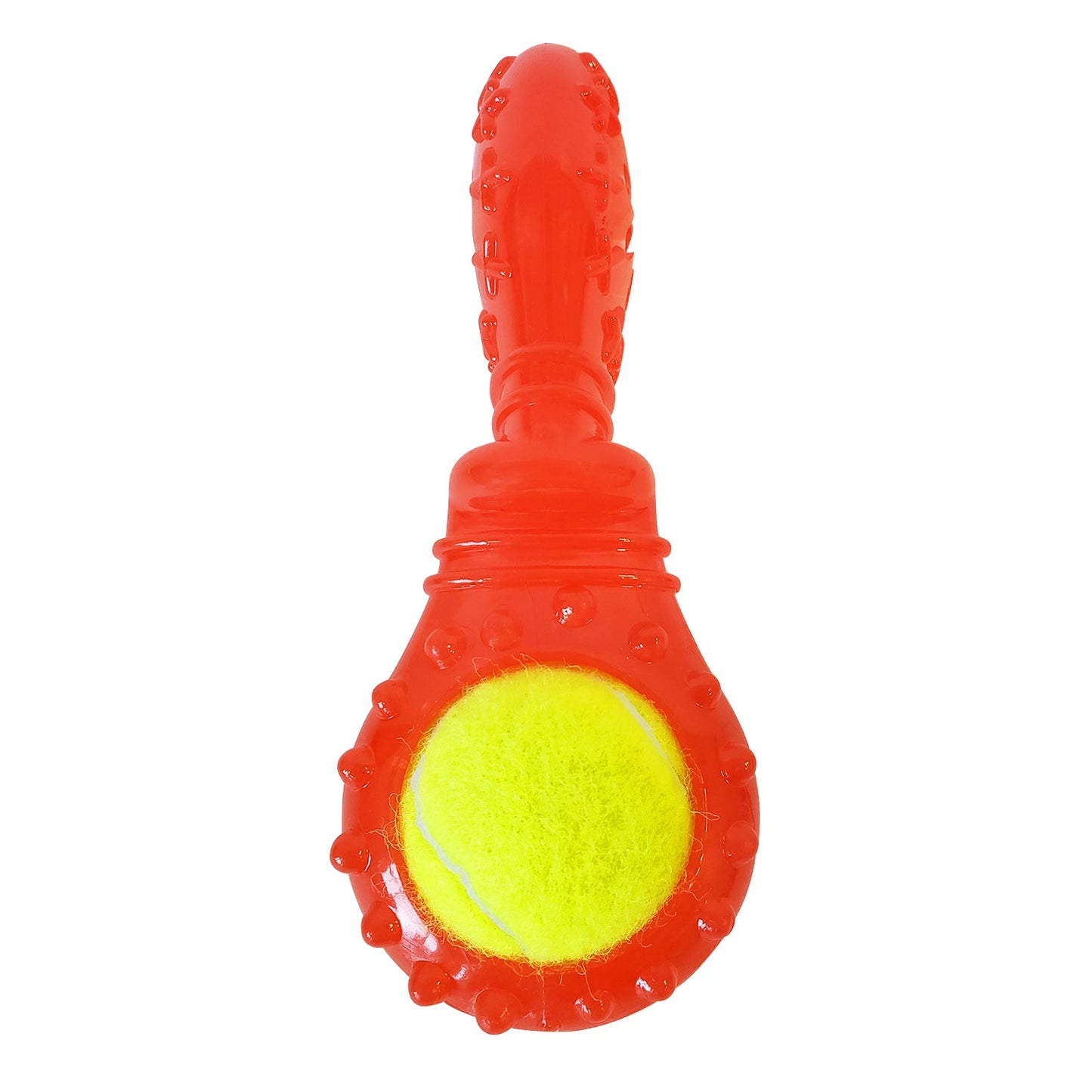 squeaky TPR tennis ball dog toy with treat filling slot