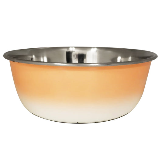Eco-friendly stainless steel deep dog bowl in peach coral